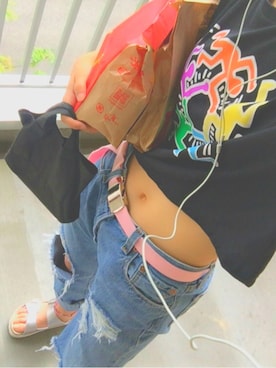 「Keith Haring（キース・ヘリング）のアイテム（トップス）」を使った、aさん（レディース・160cm）の夏コーディネート