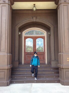 「アイテム（マウンテンパーカー、ブルー系）」を使った、おでんさん（メンズ・165cm）の冬コーディネート