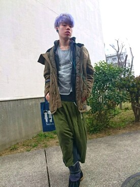 「AZUL by moussy（アズールバイマウジー）のアイテム（ダウンジャケット/コート）」を使った、spot.さん（メンズ・170cm）の春コーディネート