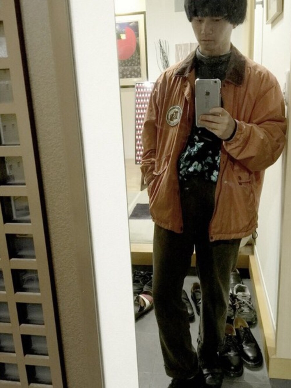 「usedのアイテム（スタジャン、オレンジ系）」を使った、JUNYA さん（メンズ・168cm）の秋コーディネートの1枚目の写真