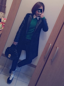 「学校」｜「アイテム（チェスターコート）」を使った、ℂᑋᵃᵑ٭¨̮さん（レディース・157cm）の冬コーディネート