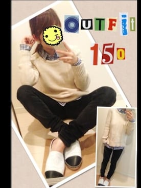 「黒スキニー」｜「アイテム（フィギュア）」を使った、サノエリさん（レディース・153cm）の秋コーディネート