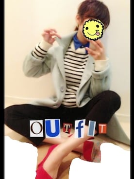 「ダスティブルー」｜「アイテム（その他アウター）」を使った、サノエリさん（レディース・153cm）の秋コーディネート