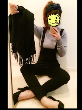 「黒サロペット」｜サノエリさん（レディース・153cm）の秋コーディネート