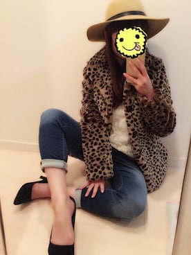 「ヒョウ柄コート」｜サノエリさん（レディース・153cm）の秋コーディネート