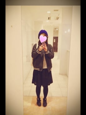 「NICE CLAUP（ナイスクラップ）のアイテム（スタジャン）」を使った、R☆さん（レディース・160cm）の冬コーディネート