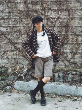 「dear栗のアイテム（スーツジャケット、ブラウン系）」を使った、susanさん（レディース）の春コーディネート