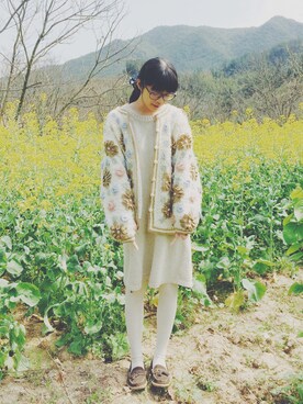 「CUBE SUGAR（キューブシュガー）のアイテム（その他シューズ、ブラウン系）」を使った、susanさん（レディース）の春コーディネート