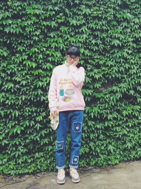 「TYAKASHAのアイテム（デニムパンツ、ブルー系）」を使った、susanさん（レディース）の春コーディネート