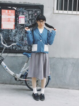 「叮！のアイテム（デニムジャケット、ブルー系）」を使った、susanさん（レディース）の春コーディネート
