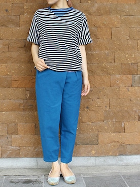 「ボーダーTシャツ」｜「アイテム（その他）」を使った、シーバースさん（レディース・165cm）の夏コーディネート