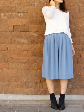 「キュロットパンツ」｜「アイテム（その他）」を使った、シーバースさん（レディース・165cm）の秋コーディネート