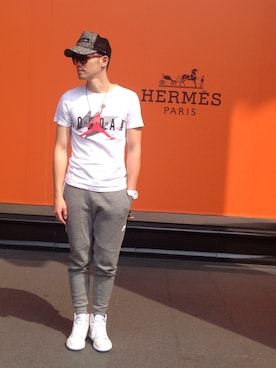 「AES（エーイーエス）のアイテム（帽子）」を使った、鄭暉紘さん（メンズ・174cm）の春コーディネート