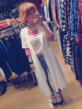 「アイテム（ワンピース、ホワイト系）」を使った、きたはた ちなみさん（レディース・158cm）の春コーディネート