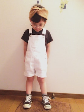 「GLOBAL WORK（グローバルワーク）のアイテム（オールインワン・サロペット）」を使った、yunyunさん（キッズ・100cm）の夏コーディネート