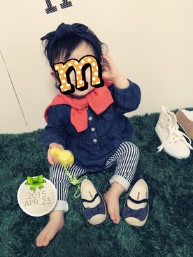 「おさんぽ」｜keyʕ•̫͡•ིʔྀmeさん（キッズ・70cm）の春コーディネート