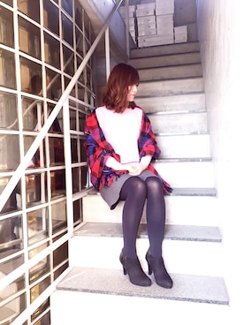 「アイテム（ブーティ）」を使った、TOMOさん（レディース・158cm）の秋コーディネート