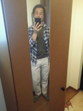 「アイテム（ドレスシューズ、グリーン系）」を使った、とし～さん（メンズ・172cm）の夏コーディネート