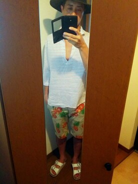 「ボタニカル」｜「アイテム（帽子）」を使った、とし～さん（メンズ・172cm）の夏コーディネート