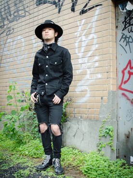 「UNIF（ユニフ）のアイテム（パンツ）」を使った、郷路ショウタさん（メンズ・156cm）の春コーディネート