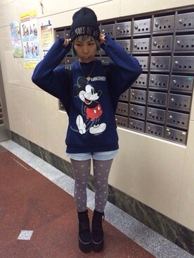 「UNIF（ユニフ）のアイテム（その他シューズ）」を使った、M Mさん（レディース・153cm）の秋コーディネート