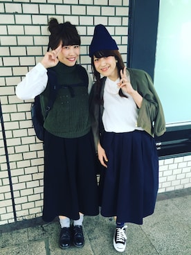 「CHILD WOMAN（チャイルドウーマン）のアイテム（ベスト、グリーン系）」を使った、☻kana☻さん（レディース・162cm）の秋コーディネート