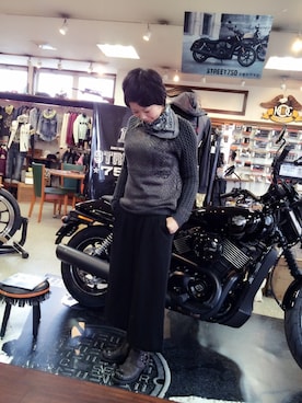 「Harley-Davidson（ハーレーダビッドソン）のアイテム（ブーツ）」を使った、hakkaさん（レディース・152cm）の冬コーディネート