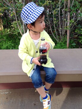 「picnicのアイテム（キャップ、ブルー系）」を使った、yu.nao.hiroさん（キッズ）の春コーディネート