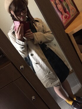 「AS KNOW AS PINKY（アズノゥアズピンキー）のアイテム（トレンチコート）」を使った、Yukkoさん（レディース・159cm）の秋コーディネート