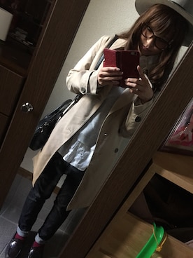 「AS KNOW AS PINKY（アズノゥアズピンキー）のアイテム（トレンチコート）」を使った、Yukkoさん（レディース・159cm）の秋コーディネート