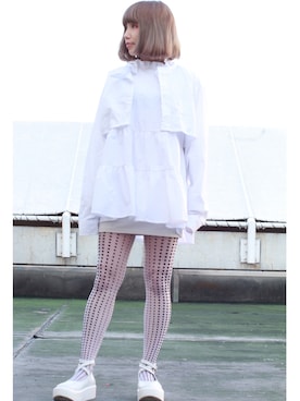 「シアータイツ」｜ぽこあぽこスタッフさん（レディース・153cm）の冬コーディネート