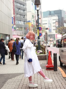 「アイテム（レッグウェア）」を使った、ぽこあぽこスタッフさん（レディース・153cm）の春コーディネート