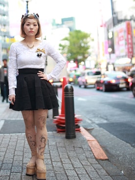 「アイテム（タイツ/ストッキング）」を使った、ぽこあぽこスタッフさん（レディース・148cm）の春コーディネート