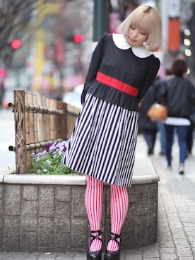 「アイテム（タイツ/ストッキング）」を使った、ぽこあぽこスタッフさん（レディース・153cm）の春コーディネート