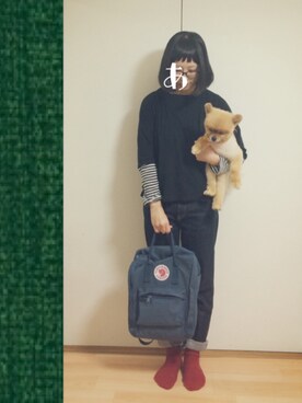 「旦那さんのを借りました」｜「アイテム（その他）」を使った、apiさん（レディース・156cm）の冬コーディネート