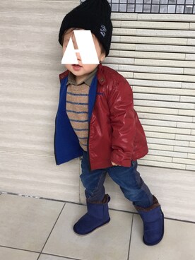 「WASK（ワスク）のアイテム（ジャケット/アウター）」を使った、yuiatsuさん（キッズ・80cm）の冬コーディネート