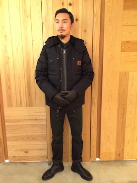 「Carhartt（カーハート）のアイテム（テーラードジャケット）」を使った、SUWMANさん（メンズ・178cm）の冬コーディネート