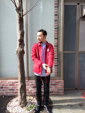 「Carhartt（カーハート）のアイテム（ナイロンジャケット）」を使った、SUWMANさん（メンズ・178cm）の冬コーディネート