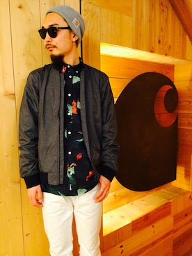 「Carhartt（カーハート）のアイテム（ナイロンジャケット）」を使った、SUWMANさん（メンズ・178cm）の春コーディネート