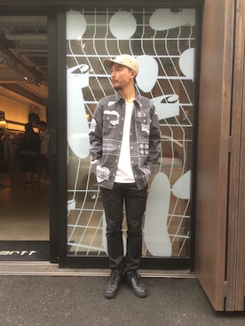 「アイテム（チノパンツ）」を使った、SUWMANさん（メンズ・178cm）の夏コーディネート