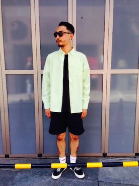 「アイテム（サングラス）」を使った、SUWMANさん（メンズ・178cm）の夏コーディネート