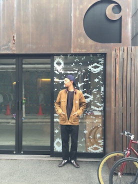 「Carhartt WIP（カーハートダブリューアイピー）のアイテム（カバーオール）」を使った、SUWMANさん（メンズ・178cm）の秋コーディネート