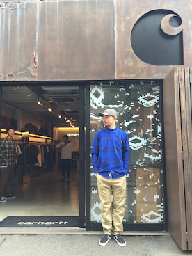 「Carhartt WIP（カーハートダブリューアイピー）のアイテム（帽子）」を使った、SUWMANさん（メンズ・178cm）の秋コーディネート