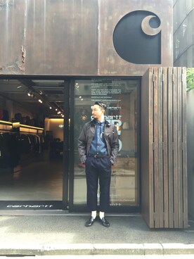 「Carhartt WIP（カーハートダブリューアイピー）のアイテム（カバーオール）」を使った、SUWMANさん（メンズ・178cm）の秋コーディネート