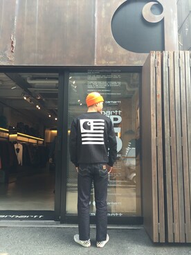 「Carhartt WIP（カーハートダブリューアイピー）のアイテム（スウェット）」を使った、SUWMANさん（メンズ・178cm）の秋コーディネート