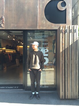 「Carhartt WIP（カーハートダブリューアイピー）のアイテム（帽子）」を使った、SUWMANさん（メンズ・178cm）の秋コーディネート