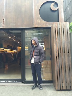 「アイテム（ポロシャツ）」を使った、SUWMANさん（メンズ・178cm）の秋コーディネート