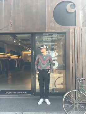 「Carhartt WIP（カーハートダブリューアイピー）のアイテム（帽子）」を使った、SUWMANさん（メンズ・178cm）の秋コーディネート
