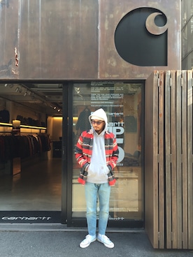 「Carhartt WIP（カーハートダブリューアイピー）のアイテム（帽子）」を使った、SUWMANさん（メンズ・178cm）の秋コーディネート