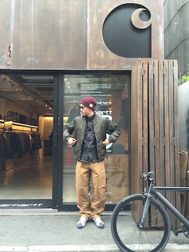 「Carhartt WIP（カーハートダブリューアイピー）のアイテム（ブルゾン）」を使った、SUWMANさん（メンズ・178cm）の秋コーディネート